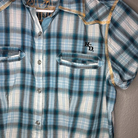 HARLEY DAVIDSON Shirt Women's M Embroidery Button Up - GREAT CONDITION - Picture 8 of 8